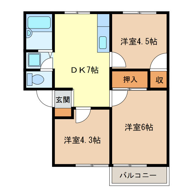 アットホーム カルネ 2階 ３ｄｋ 提供元 エイブルネットワーク津駅前店 住宅流通 株 津市の賃貸アパート 1048213252