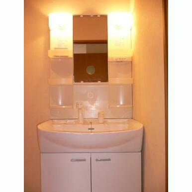 洗面所に洗面台と洗濯機置き場あります