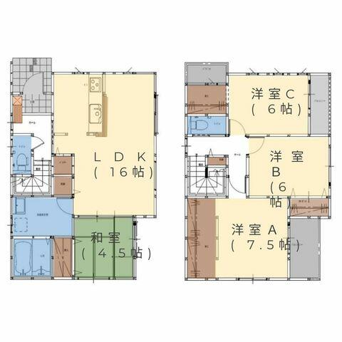 大分市 ふじが丘東３丁目（敷戸駅） 2階建 ４ＬＤＫ