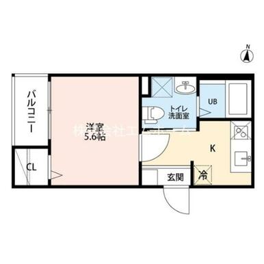 間取図　洋室５．６帖　１Ｋタイプ