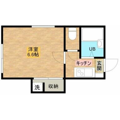 洋室6.6帖1Kバストイレ別角部屋