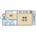 サンパレスとよふく中山手 2階 １Kの間取り図