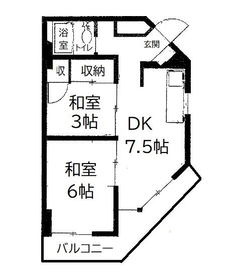 仙台市青葉区 小松島３丁目（東照宮駅） 6階 ２ＤＫ