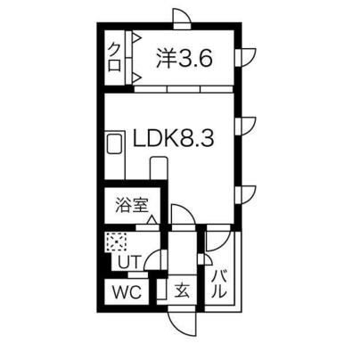 １ＬＤＫ　［　ＬＤＫ８．３・洋３．６　］