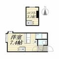 札幌市東区 北三十二条東３丁目（北３４条駅） 2階 １Kの間取り図