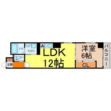 間取図　ＬＤＫ１２帖　洋室６帖