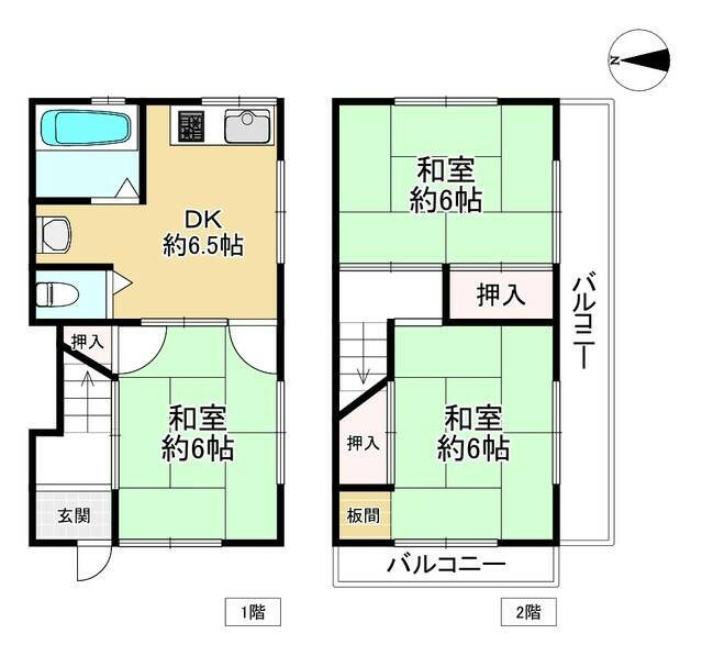 Amagasaki City, Kamisakabe 3-chome (Tsukaguchi Station), 2-story building, 3DK &mdash; photo 1