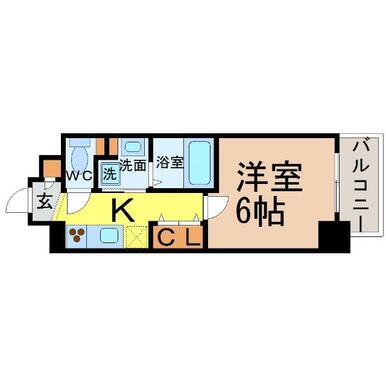 間取図　洋室６帖　脱衣洗面所　クローゼット付