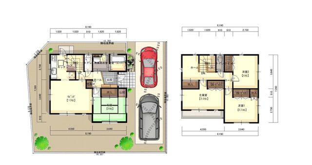 間取り例】平屋建て 4LDK 27.0625坪 (1e0745) - 間取り図コム