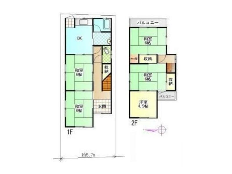 Ikoma-gun Ikaruga-cho, Kōdori Higashi 1-chome (Hōryūji Station) 2-story 5DK