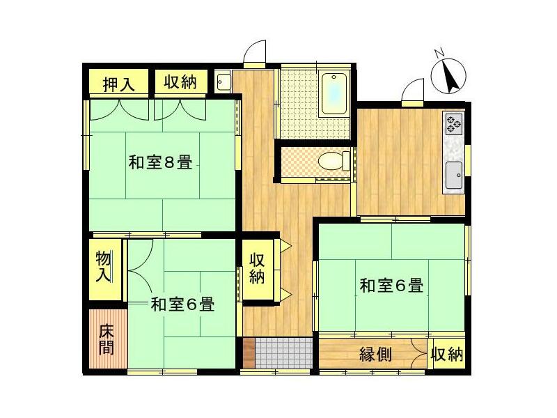 Hioki City, Fukiage Town, Yunoura, single-story building, 3K