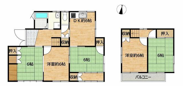 Okayama City, Naka Ward, Yamazaki, 2-story building, 5DK &mdash; photo 1