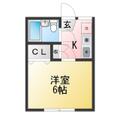 ヒルサイドハイツ 2階 １Kの間取り図