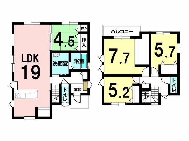 大分市 花高松２丁目（高城駅） 2階建 ４ＬＤＫ