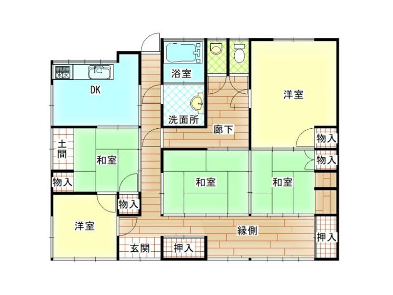 Toyo City, Yamanokuchi Town Hanaki (Yamanokuchi Station) Single-story building 5DK