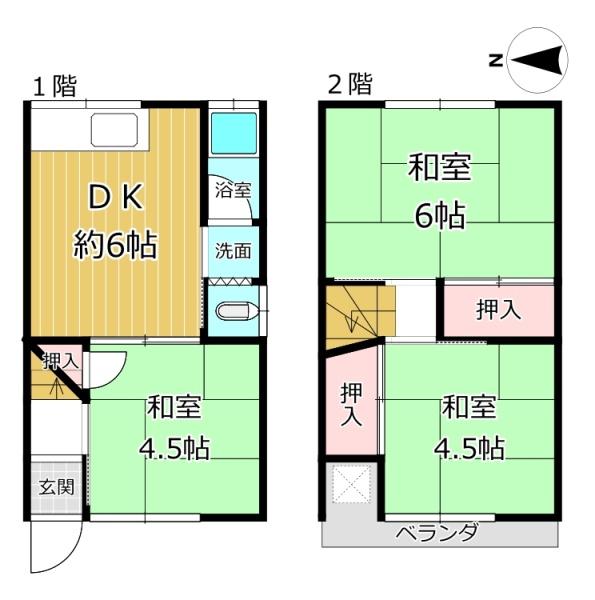 2-chome, Nagayoshi Rokutan, Hirano-ku, Osaka City (Nagahara Station) 2-story building, 3DK &mdash; photo 1