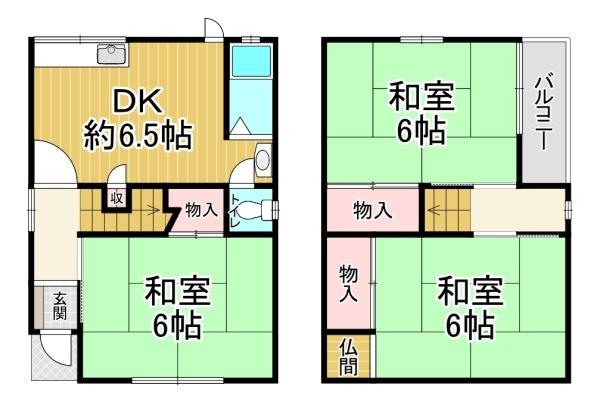 6-chome, Imagawa, Higashisumiyoshi-ku, Osaka City (near Hirano Station) 2-story building, 3DK &mdash; photo 1