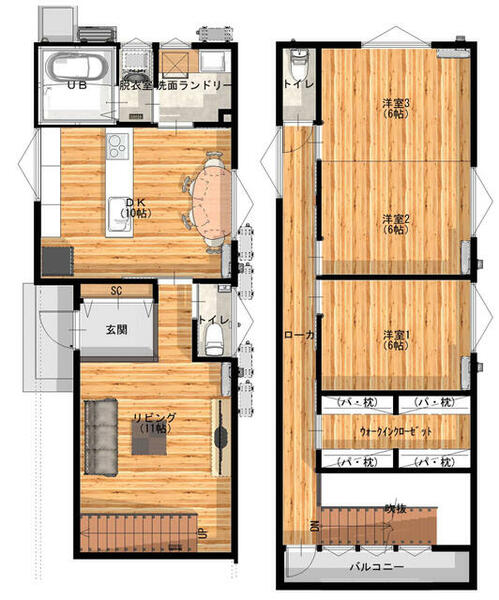 大分市 大在北３丁目（大在駅） 2階建 ３ＬＤＫ
