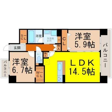 間取図　ＬＤＫ１４．５帖　ウォークインクローゼット