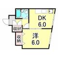 平野サンロイヤル 2階 １DKの間取り図