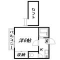 浜松市中央区 船越町（八幡駅） 2階 １Kの間取り図