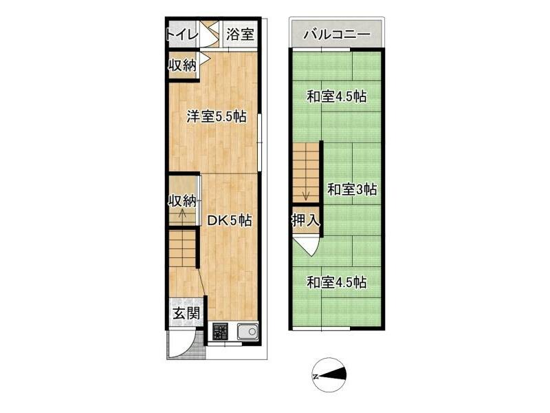 Higashi-Osaka City, Rokumanji-cho 2-chome (Hyotan-yama Station) 2-story 4DK