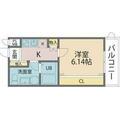 ブライト東住吉 ２０４ １Kの間取り図