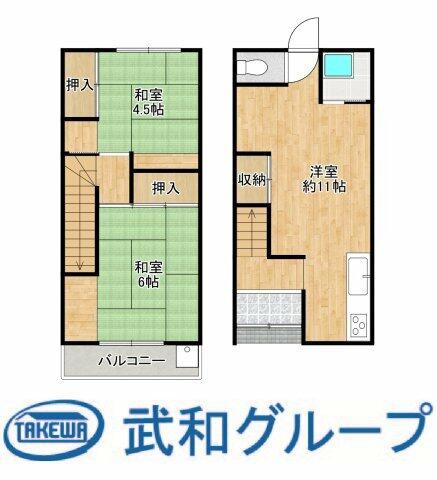6-chome, Takadono, Asahi-ku, Osaka City (near Sekime-Takadono Station) 2-story building, 2LDK &mdash; photo 1