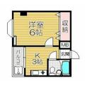 サンロード武庫之荘Ⅱ 2階 １Kの間取り図