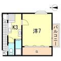 神戸市兵庫区 五宮町（大倉山駅） 2階 １Kの間取り図