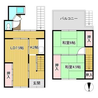 Seika-cho, Sagara-gun, Oaza Kitairahachiken, 12 blocks (Shukuen Station) 2-story building, 2LDK, 4 million yen.