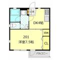 リバーサイドⅢ　１　 １０１ １DKの間取り図