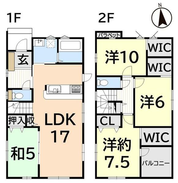 大分市 光吉台２丁目（敷戸駅） 2階建 ４ＬＤＫ