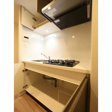 システムキッチン(ガス2口コンロ付)