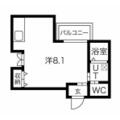 リードエイジ北浜 4階 ワンルームの間取り図