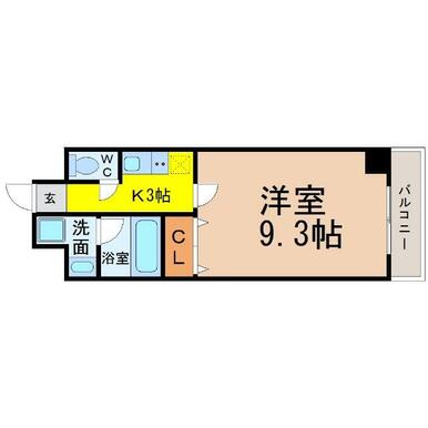 間取り　洋室９．３帖　エアコン付