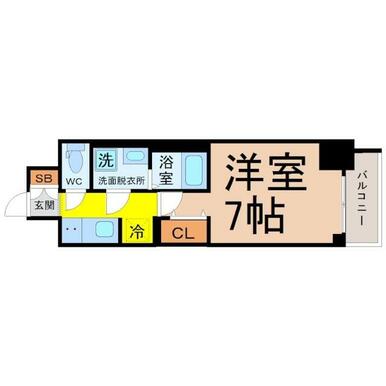 間取図 洋室7帖 脱衣洗面所 バルコニー