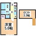 川崎市多摩区 西生田３丁目（読売ランド前駅） 2階 １Kの間取り図