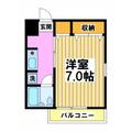 ベルエール調布 2階 １Kの間取り図