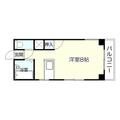 オークビラ上之園 201 ワンルームの間取り図