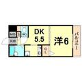 西宮市 津門呉羽町（今津駅） 4階 １DKの間取り図