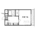 京都市右京区 太秦安井小山町（花園駅） 3階 １Kの間取り図