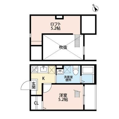 洋室５．２帖　ロフト５．２帖