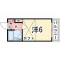 キャッスル八代 ２０５ １Kの間取り図