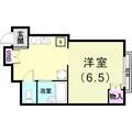六甲ガーデンホームズ 2階 ワンルームの間取り図
