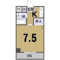 京都市上京区 河原町通荒神口上る宮垣町（神宮丸太町駅） 2階 １Kの間取り図