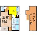 名古屋市西区 名西１丁目（栄生駅） 2階 １Kの間取り図
