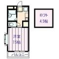 ハイエスト新南部 2階 １SKの間取り図