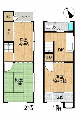 Osaka City, Minato Ward, Misaki 2-chome (Asashiobashi Station) 2-story building, 3LDK &mdash; photo 1