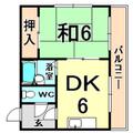 アネックス大庄 ４０１ １DKの間取り図